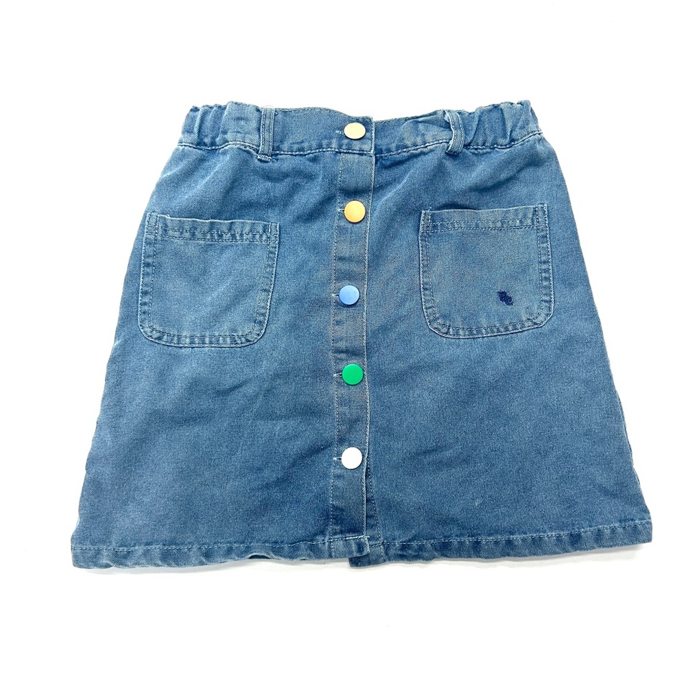 Bobo Choses Denim Jean Rainbow Button-Front Skirt